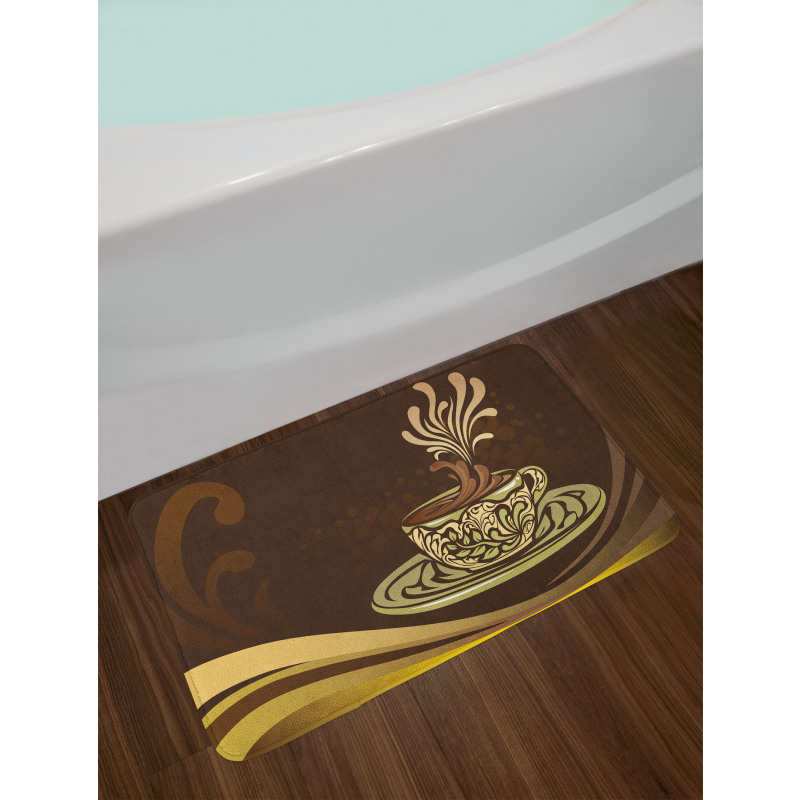 Ornamental Coffee Mug Design Bath Mat