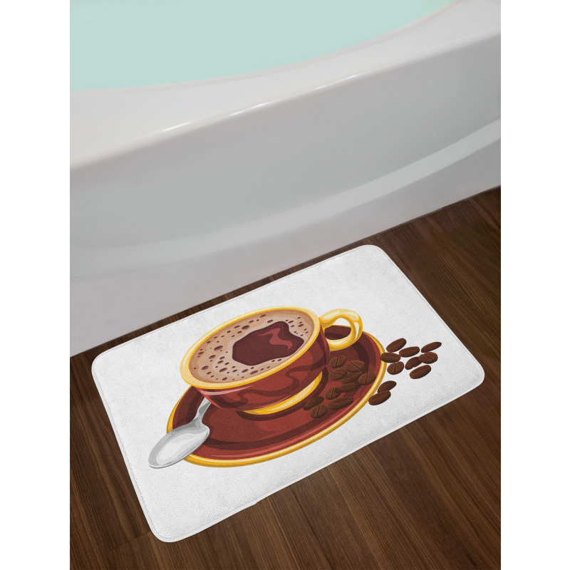 Cappuccino Spoon and Beans Bath Mat