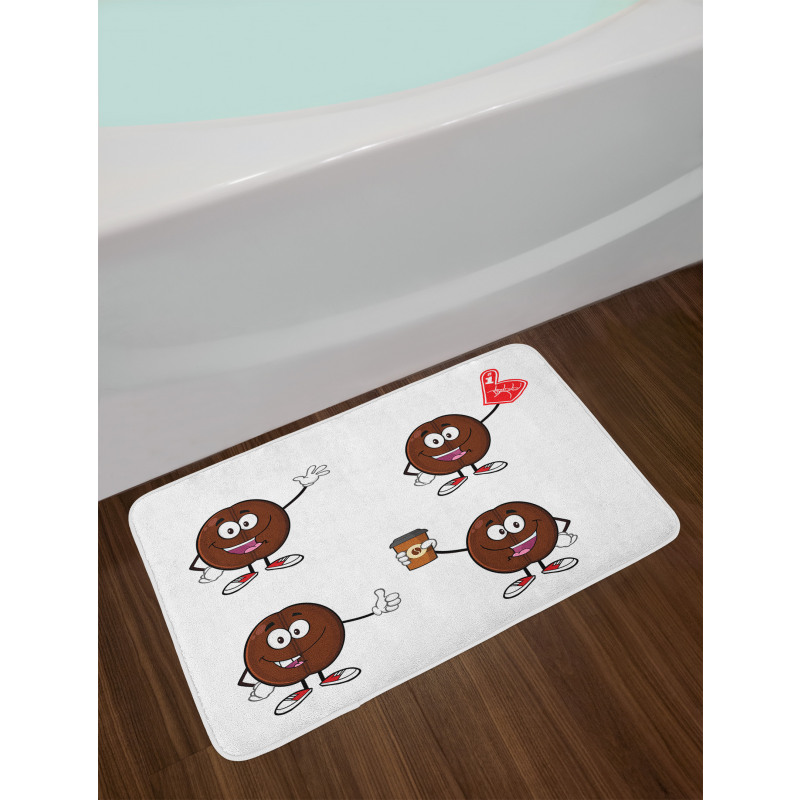 Cheerful Cartoon Characters Bath Mat