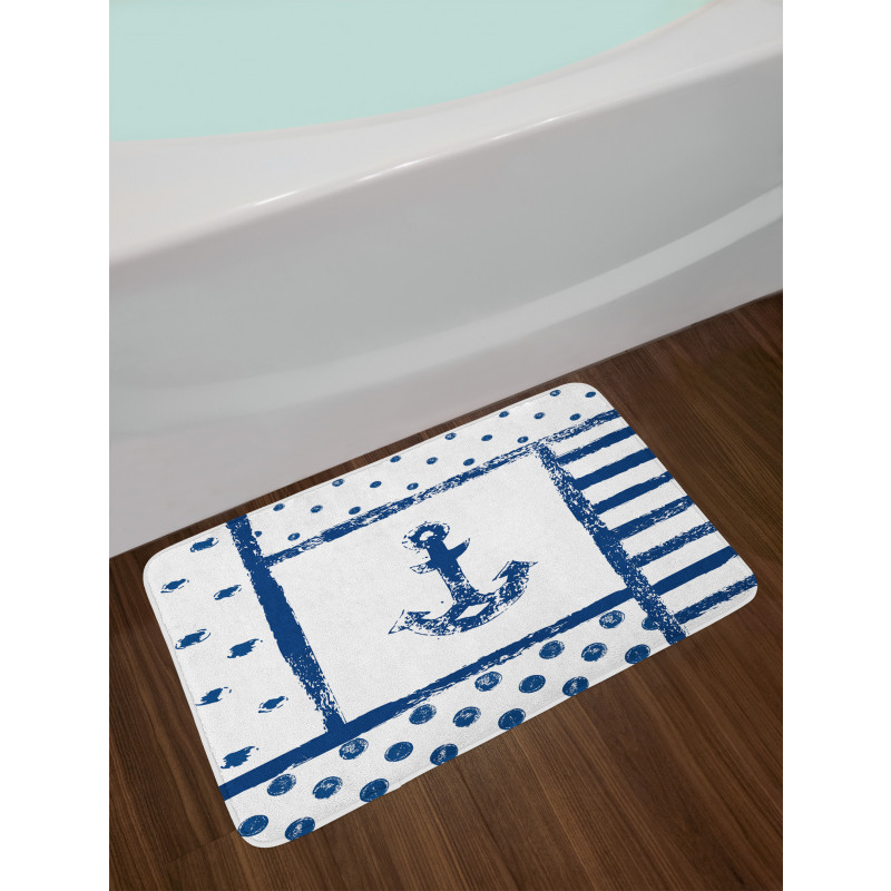 Grunge Boat Navy Theme Bath Mat