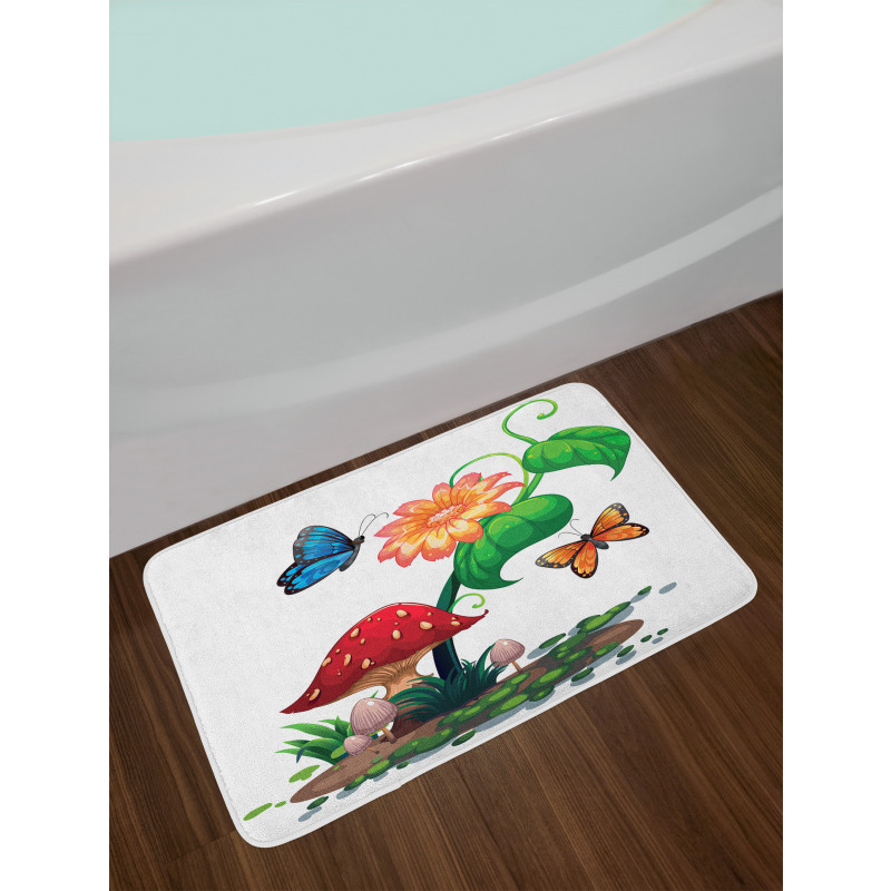 Flowering Plant Butterfly Bath Mat