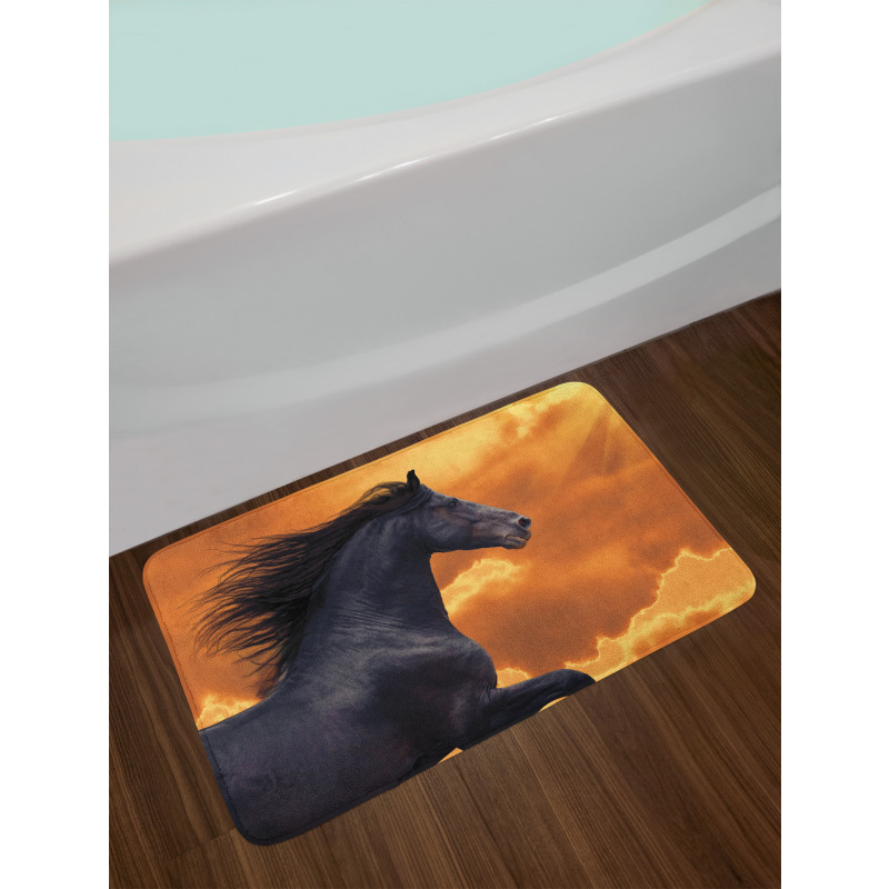 Galloping Friesian Horse Bath Mat