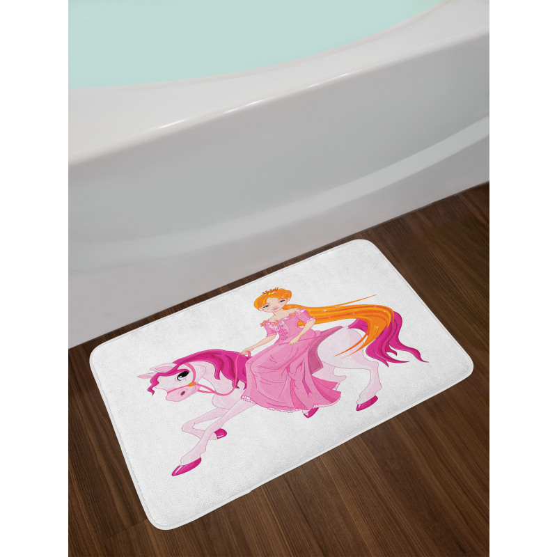 Princess on Pinkish Mane Horse Bath Mat