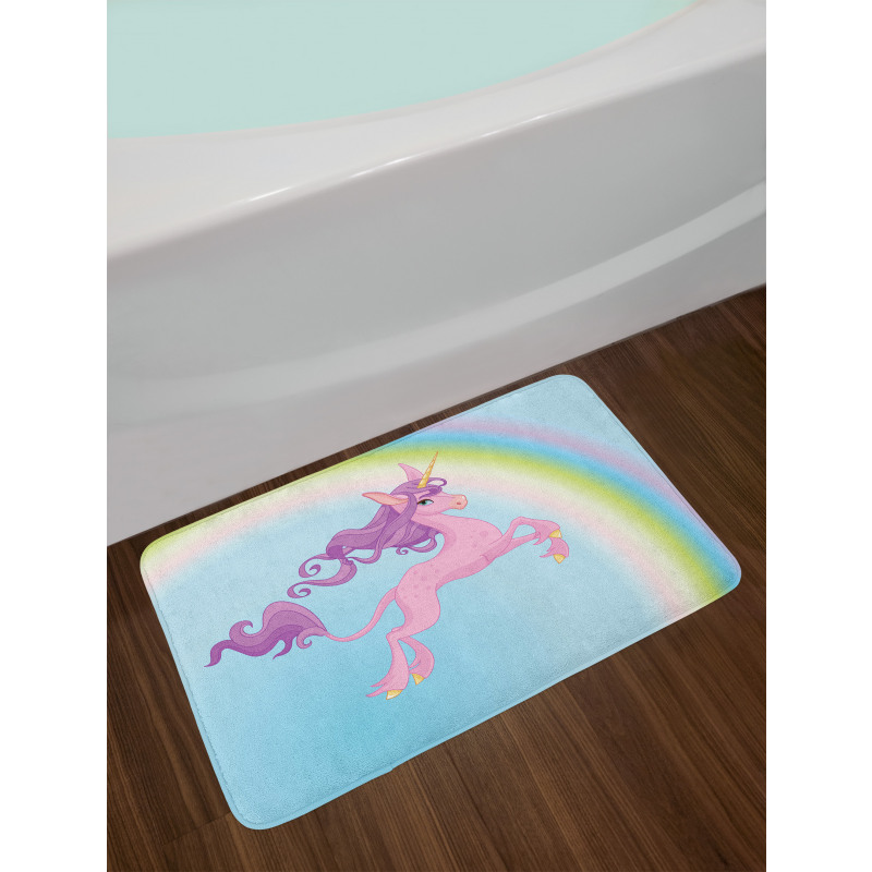 Unicorn and Pastel Rainbow Bath Mat