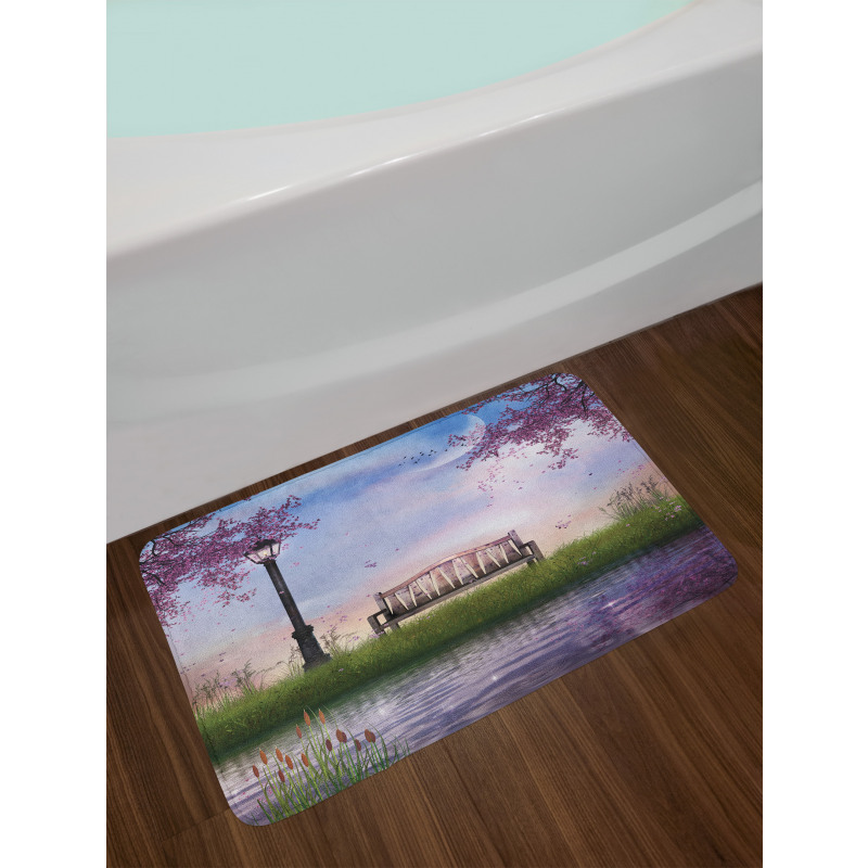 Bench Flowing River Moon Bath Mat