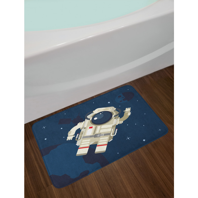 Man Exploring and Waving Bath Mat