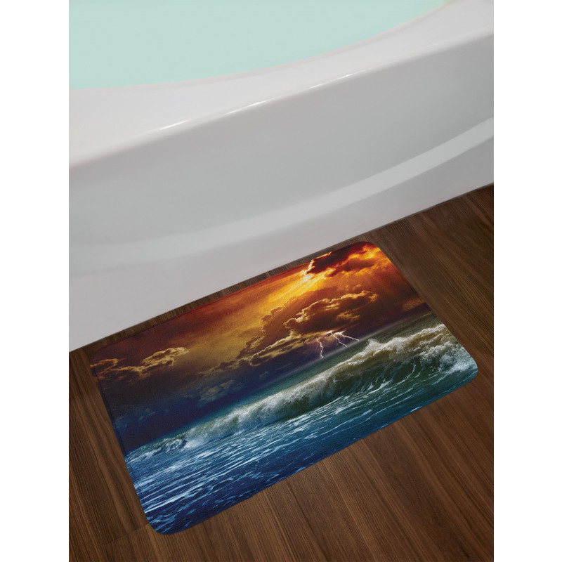 Ocean Wild Fire Waves Bath Mat