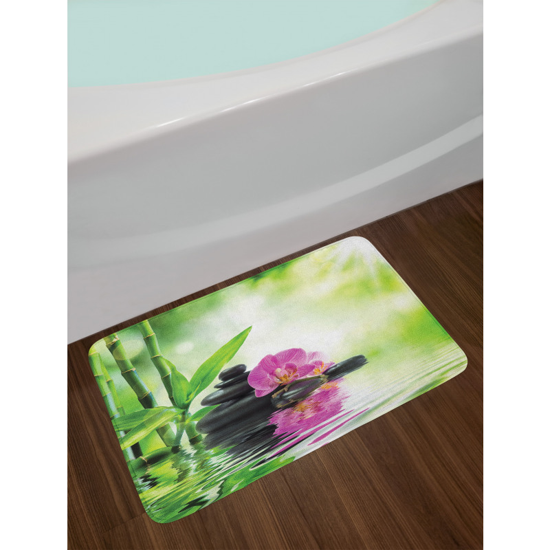 Orchids Rocks Water Bath Mat