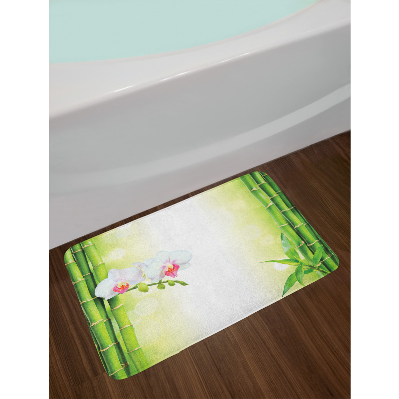 Orchids Bamboo Branches Bath Mat