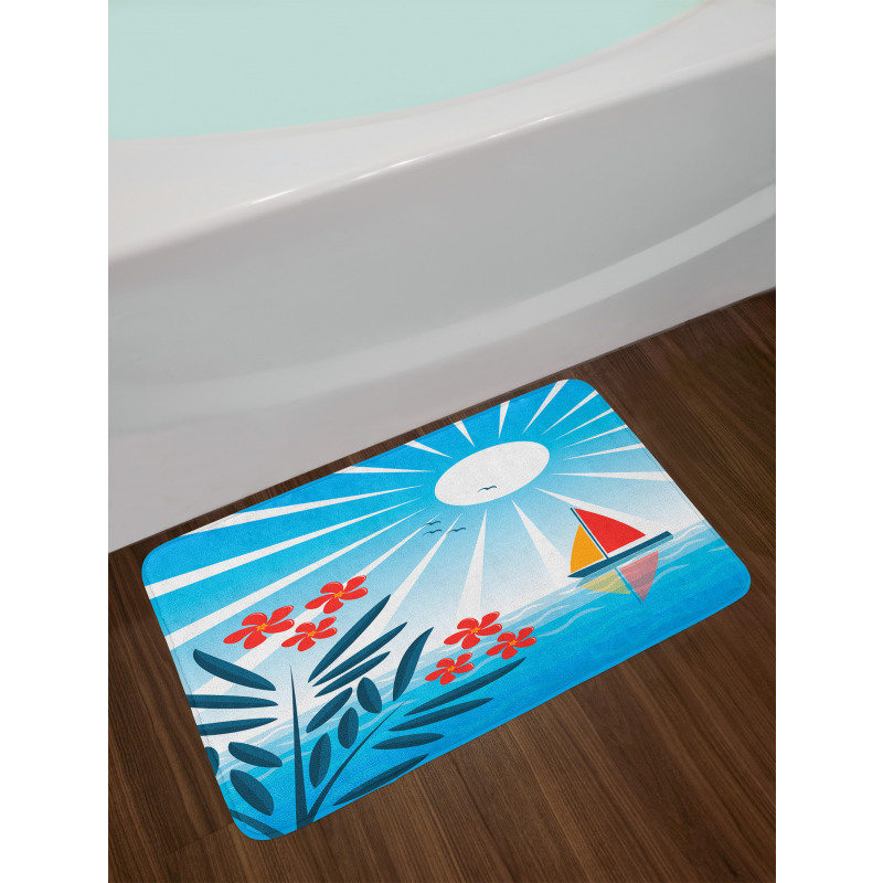 Oleanders and Sailboat Bath Mat