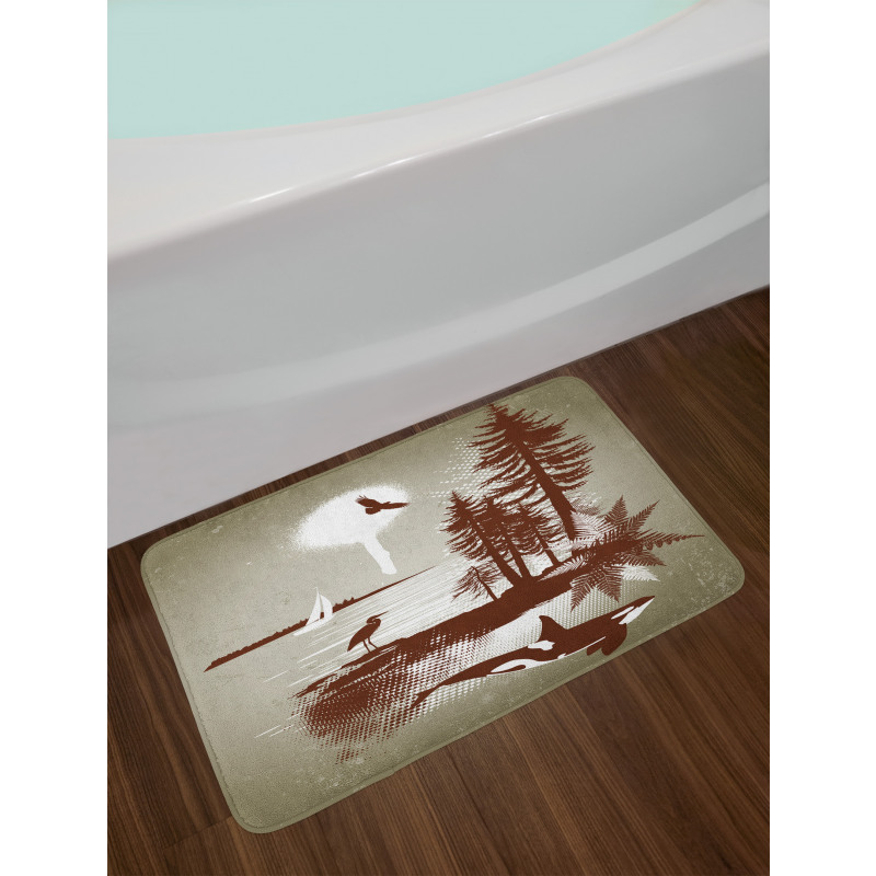 Grunge Whale Maritime Bath Mat