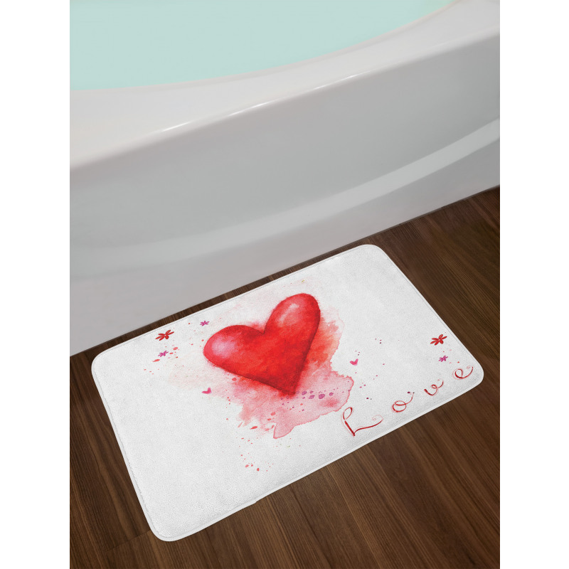 Watercolor Effect Heart Bath Mat