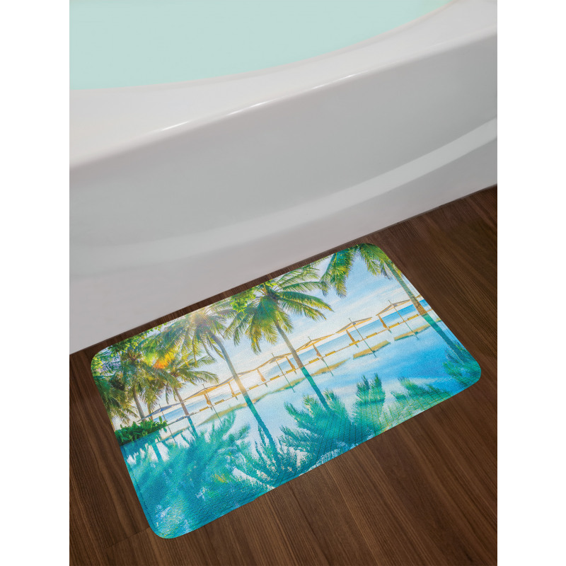 Palm Tree Hotel Pool Bath Mat