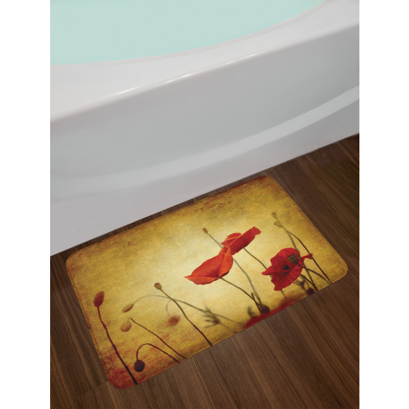 Poppy Flowers Bohemian Bath Mat