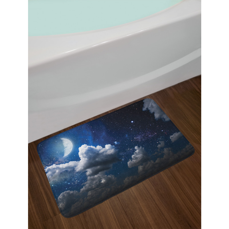 Moon Clouds Stars Night Bath Mat