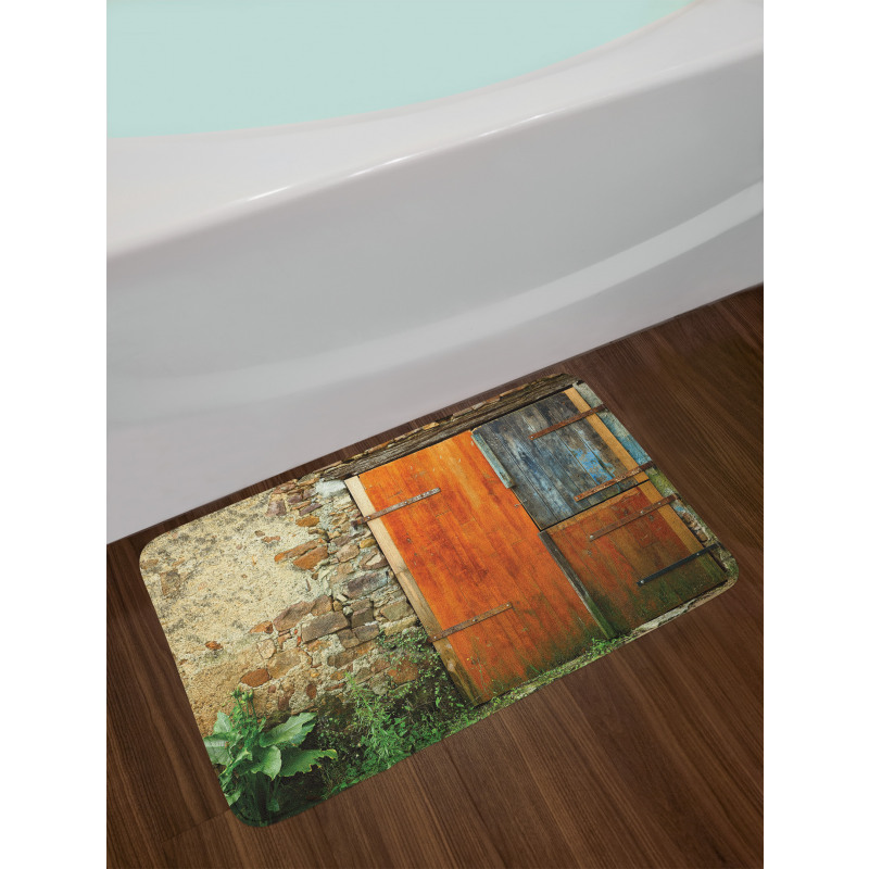 Old French Wooden Door Bath Mat