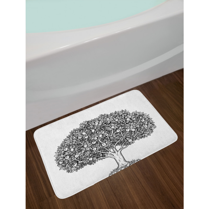 Engraved Style Apple Tree Bath Mat