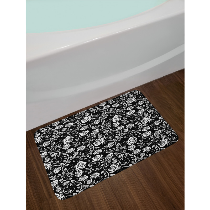 Roses on Swirling Stems Curl Bath Mat