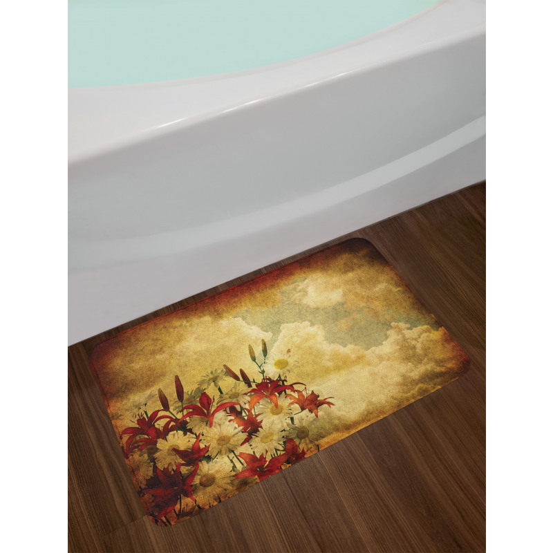 Retro Flower Chamomile Bath Mat