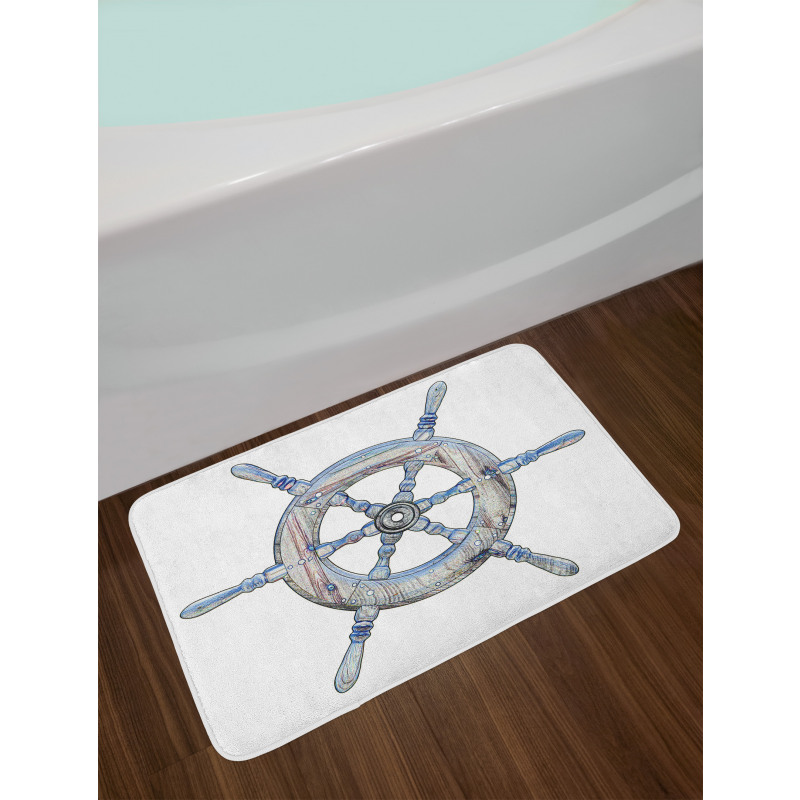 Wooden Ship Wheel Bath Mat