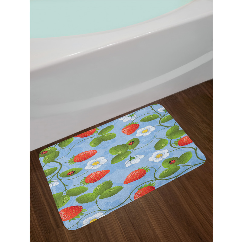 Strawberry Daisy Retro Bath Mat