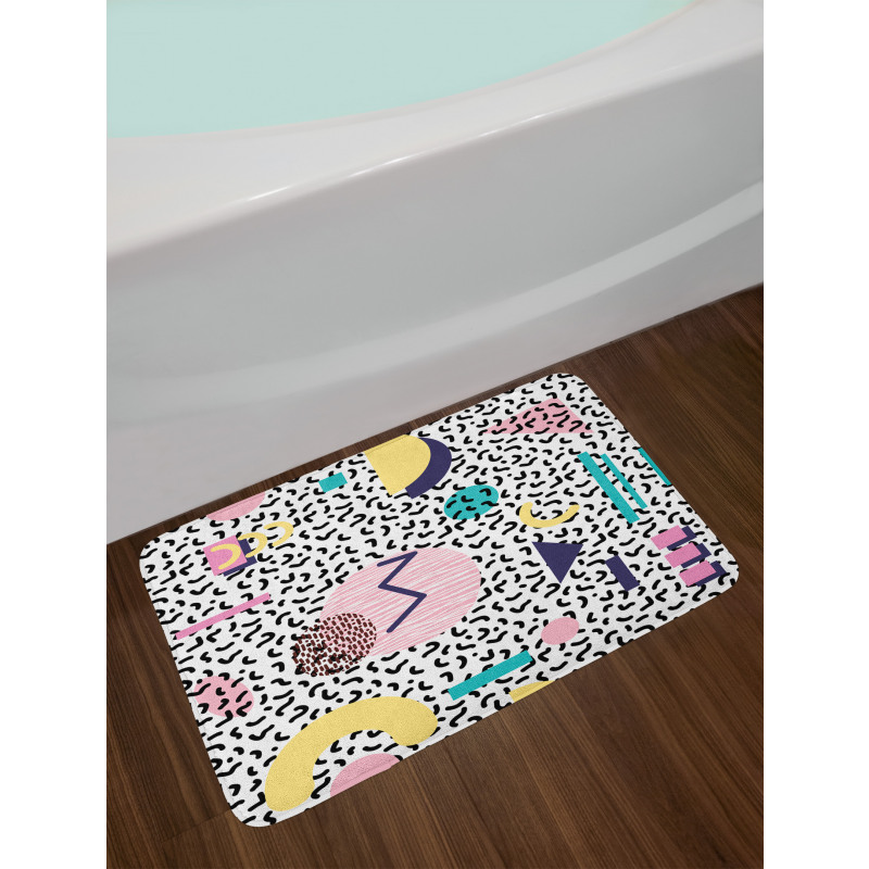 Retro Geometric Shapes Bath Mat