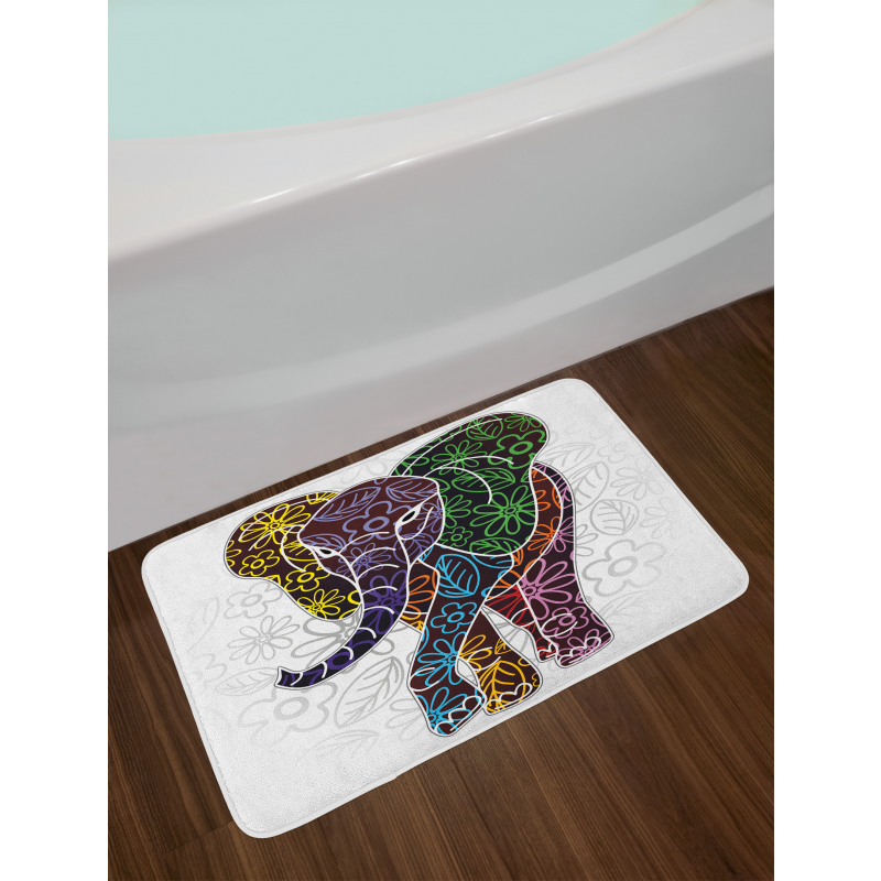 Floral Tribal Shapes Bath Mat