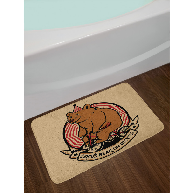 Circus Bear on Bicycle Art Bath Mat