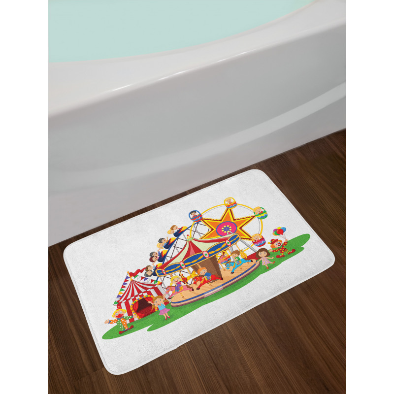 Clowns and Children Fun Art Bath Mat