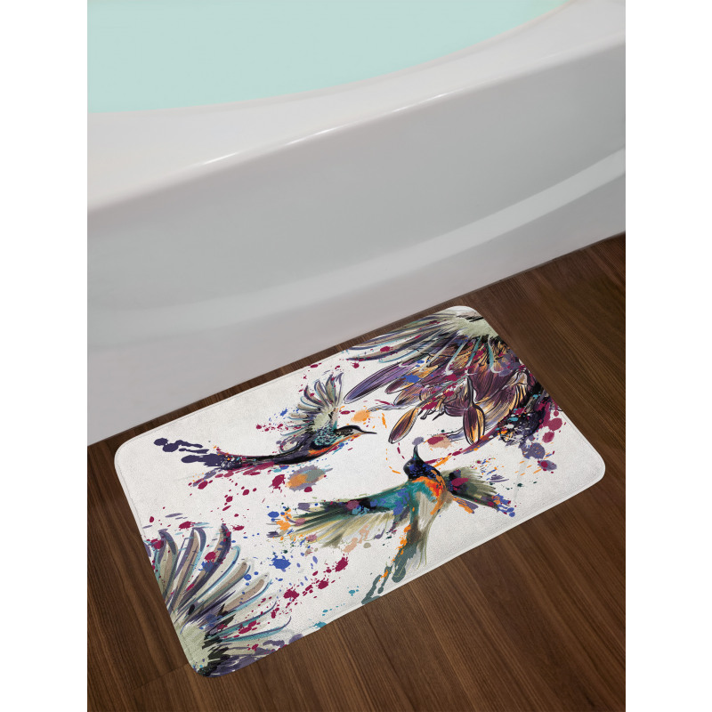 Lily Birds Watercolor Bath Mat