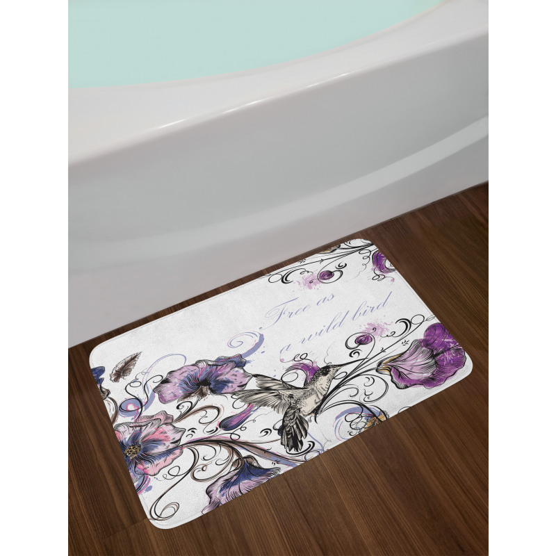 Ornate Flowers Leaves Bath Mat