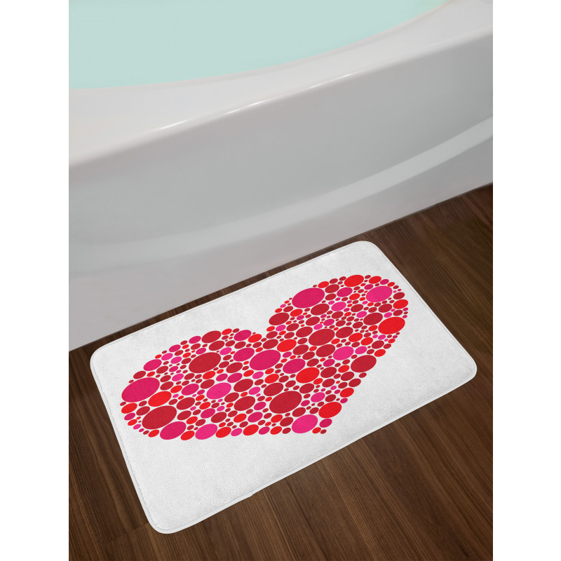 Dots Hearts Romantic Motif Bath Mat