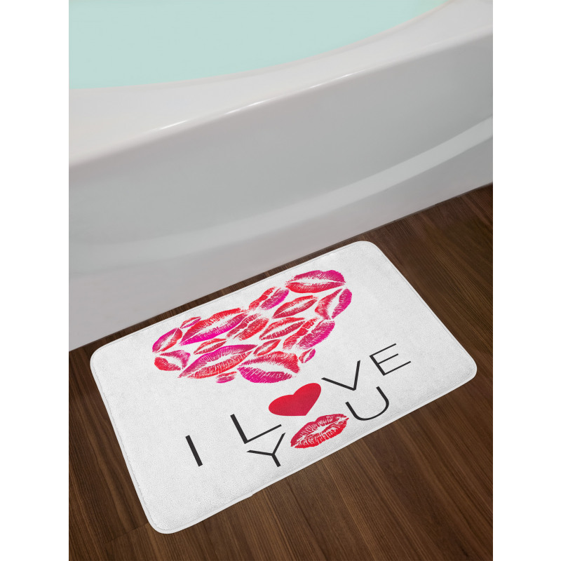 Kisses Lipsticks Lettering Bath Mat