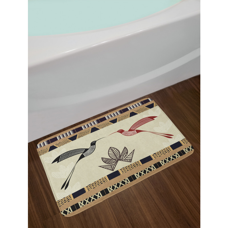 Bamboo Leaf Birds Art Bath Mat