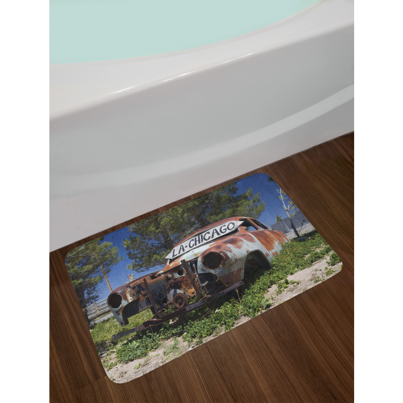 Old Abandoned Car USA Bath Mat