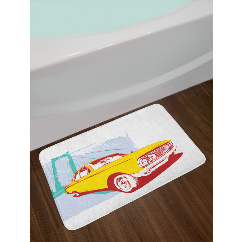 Old Car Grunge Artwork Bath Mat