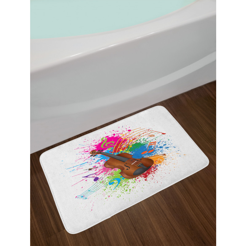 Color Splashes Violin Art Bath Mat