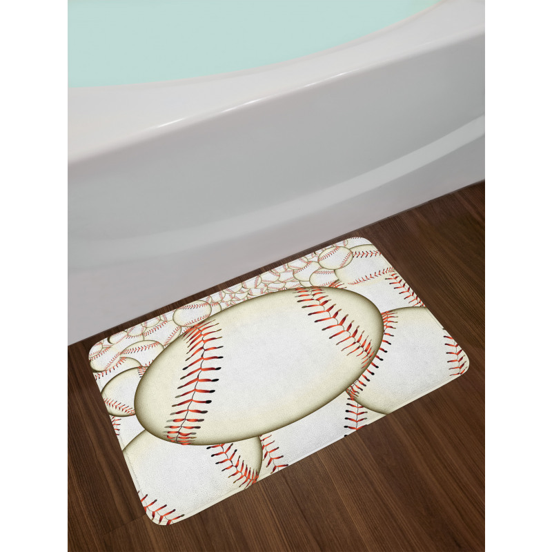 Baseball Ball Pattern Bath Mat