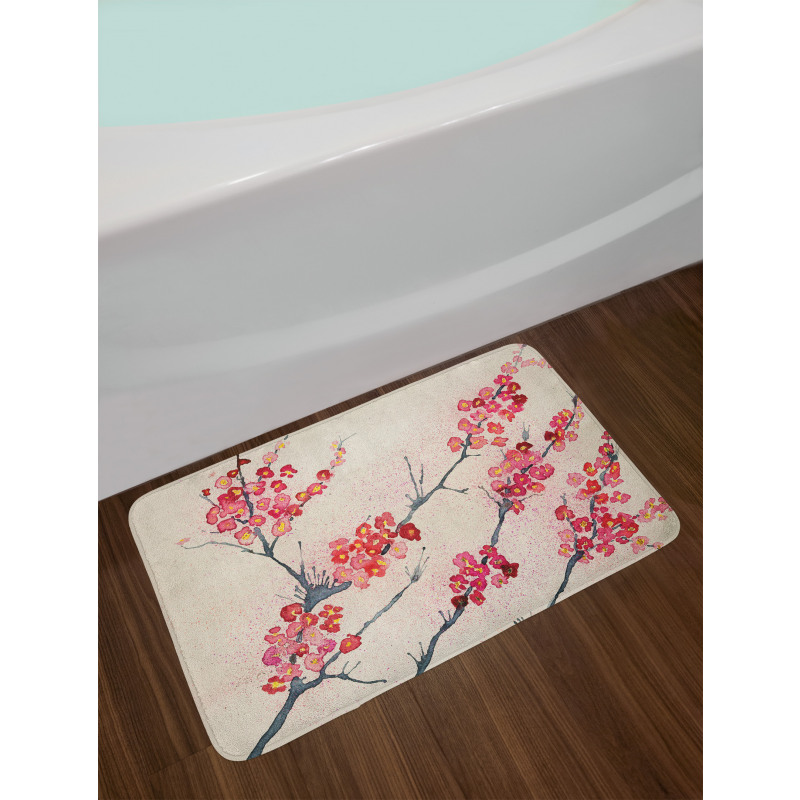 Vintage Sakura Flowers Bath Mat