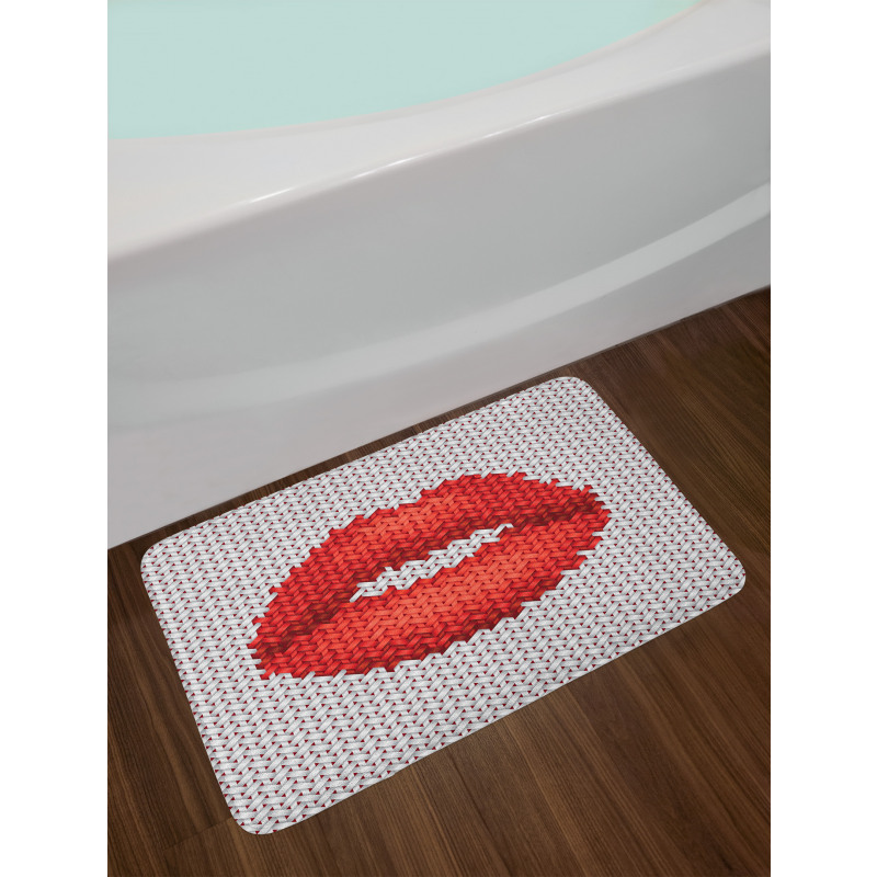 Retro Effect Lips Design Bath Mat