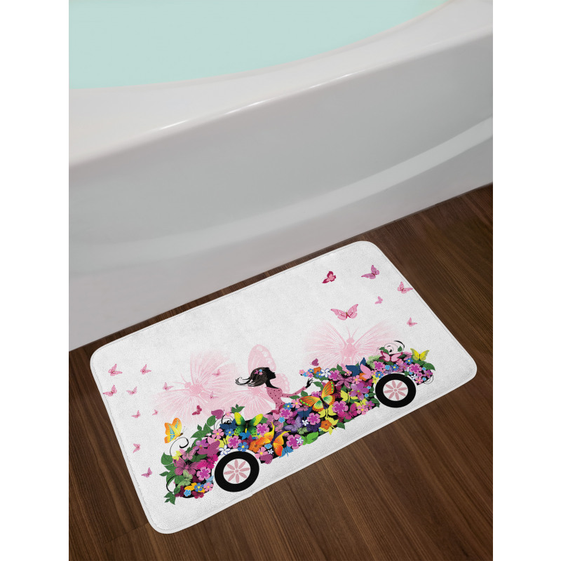 Floral Car Butterflies Bath Mat