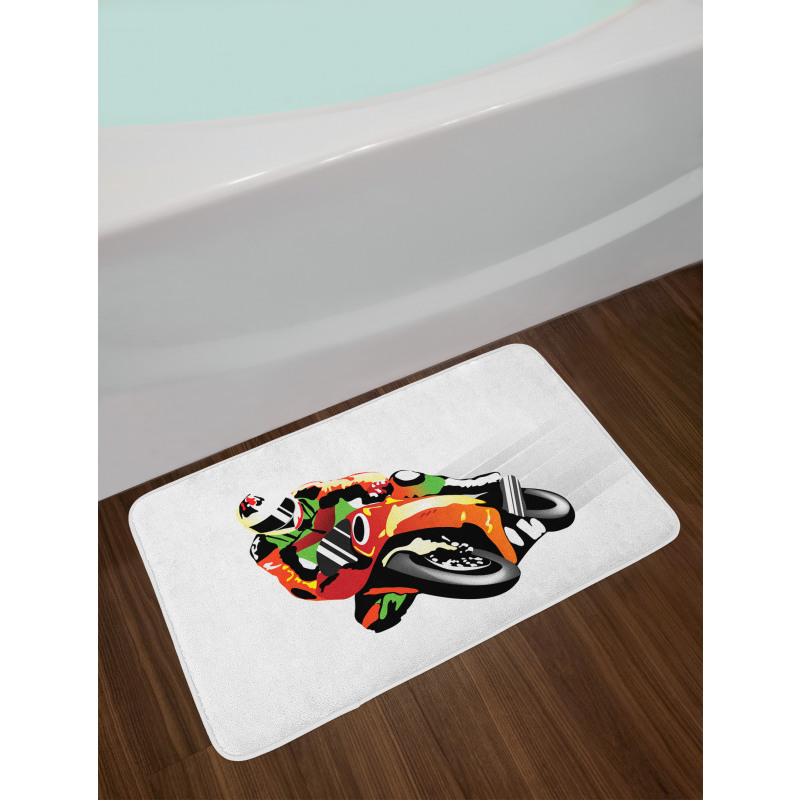 Motorcycle Racer Sport Bath Mat