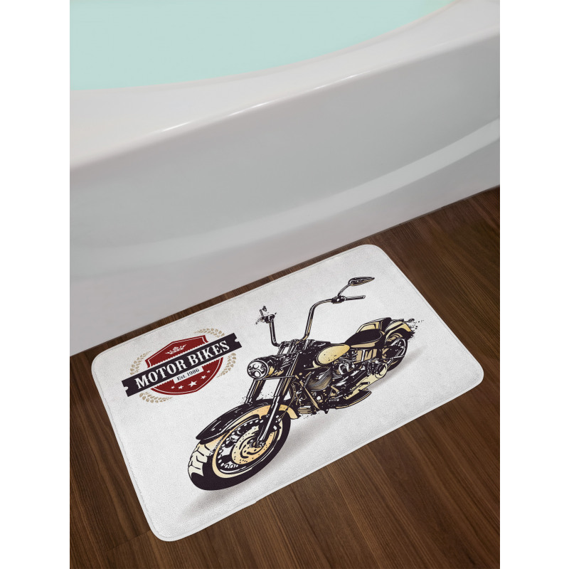 Old Classic Motorcycle Bath Mat