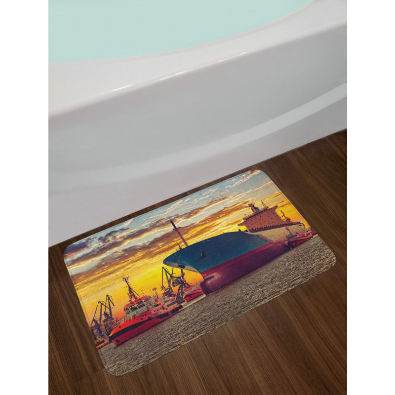 Big Ship at Sunset Bath Mat