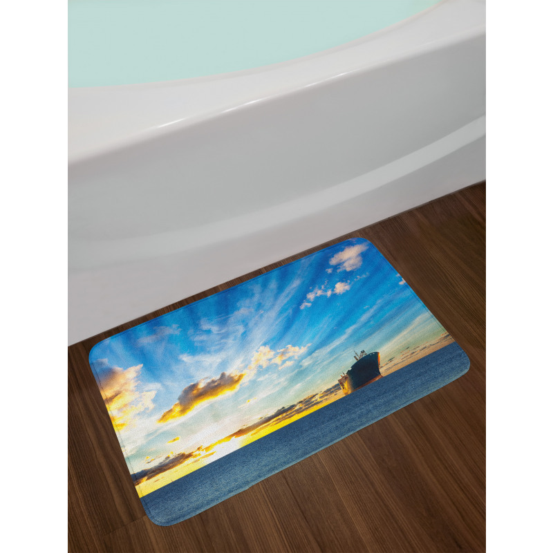 Sea at Sunset Ship Bath Mat