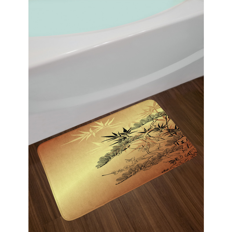 Bamboo Motifs Bath Mat