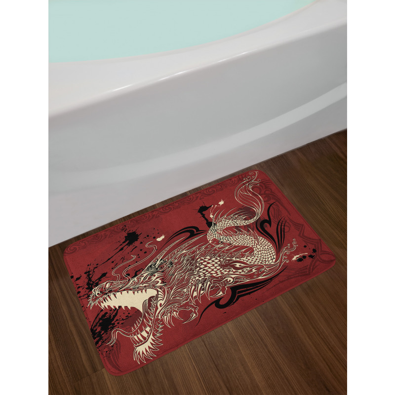 Japanese Dragon Doodle Bath Mat