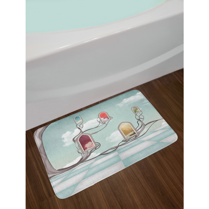 Mirrors over Tree Bath Mat