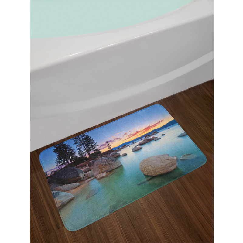 Romantic Lake Sunset Bath Mat