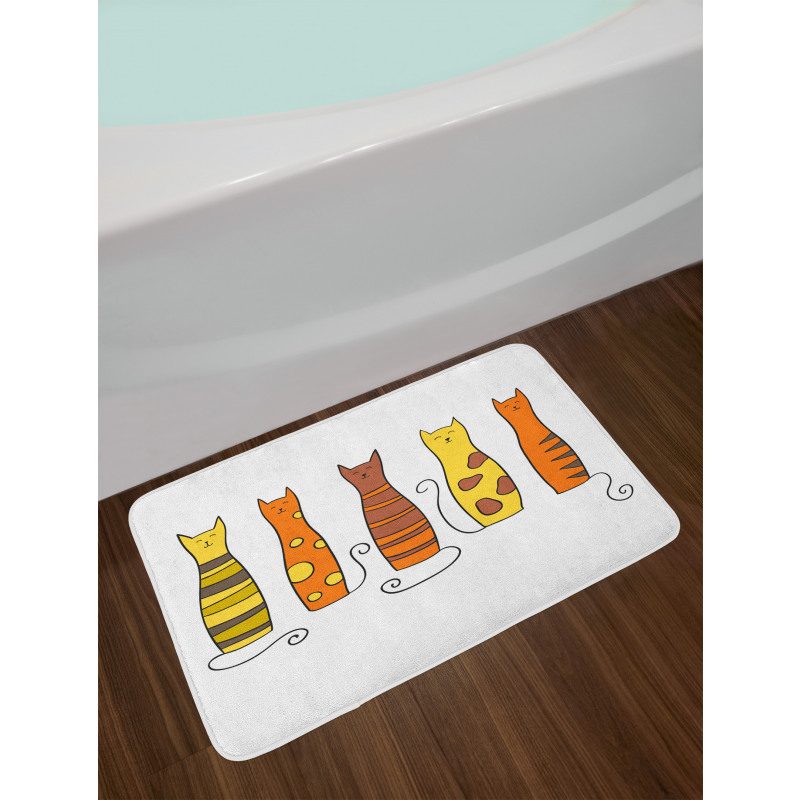 Smiling Cats Cartoon Domestic Bath Mat